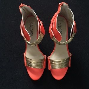 Orange heels with cutout